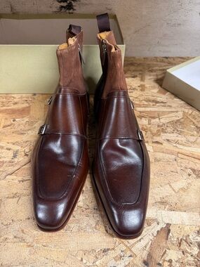 John Galliano Men's Brown Leather & Suede Chukka Boots